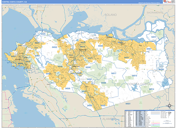 Contra Costa County, CA Map Basic Style